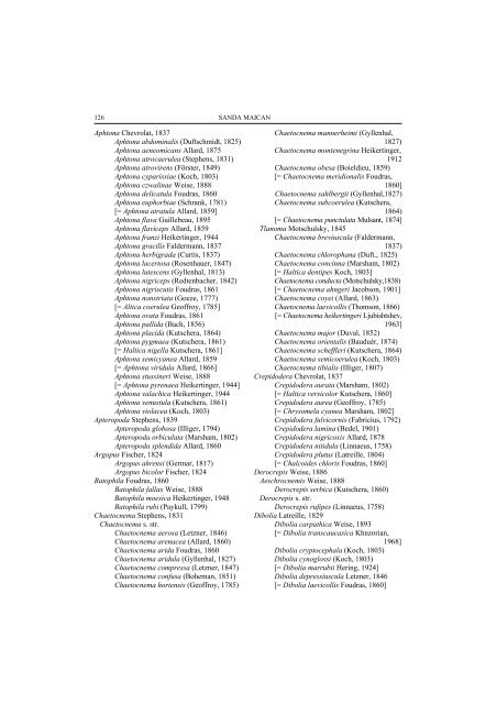 checklist of chrysomelidae (coleoptera) of romania - Travaux