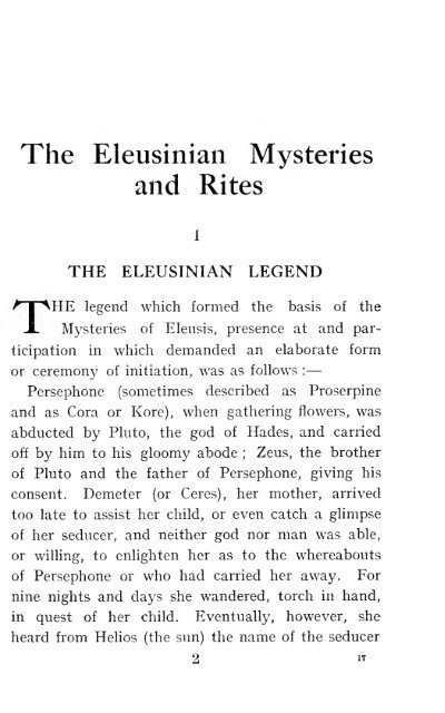 The Eleusinian mysteries & rites. - The Masonic Trowel