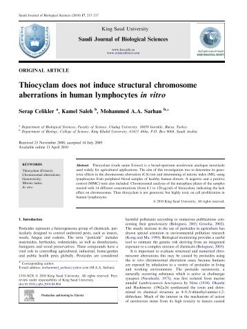 Thiocyclam does not induce structural chromosome aberrations in ...