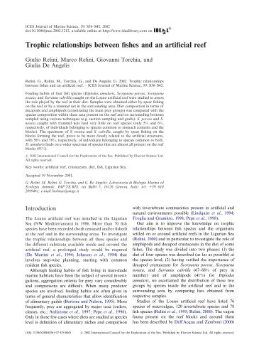 Trophic relationships between fishes and an artificial reef