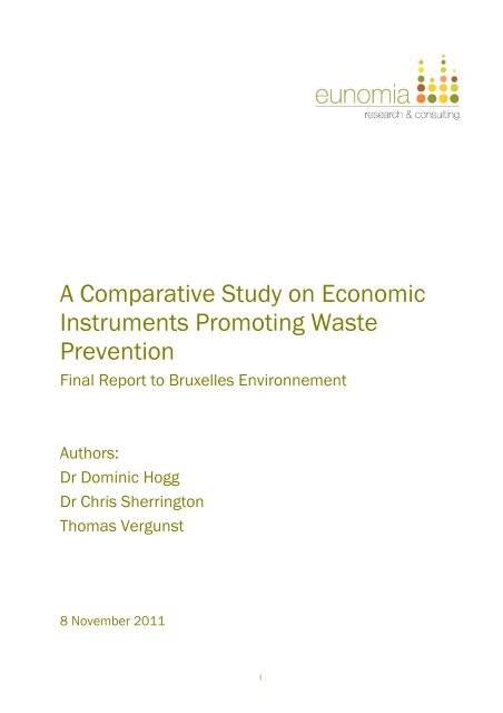 A Comparative Study On Economic Instruments Promoting Waste