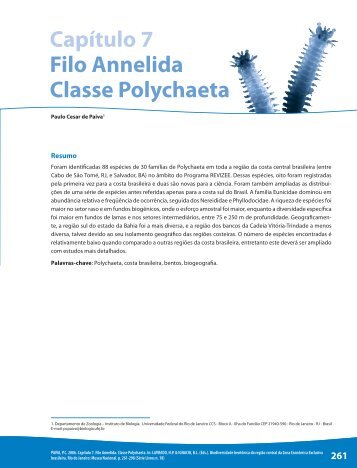 Capítulo 7 Filo Annelida Classe Polychaeta - Instituto de Biologia da ...