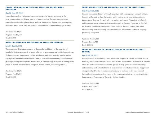 2012 Summer School Bulletin - Emory College - Emory University