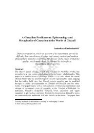 A Ghazalian Predicament: Epistemology and Metaphysics of ...