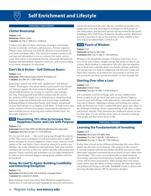 View ECE Course Catalog - Emory Continuing Education - Emory ...