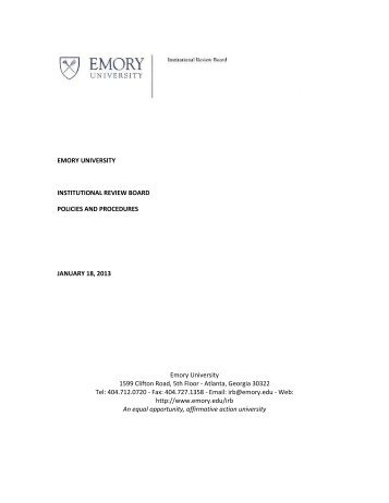 Policies & Procedures - Emory IRB - Emory University