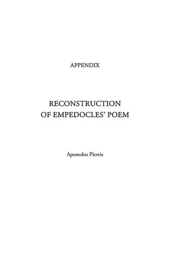 RECONSTRUCTION OF EMPEDOCLES' POEM