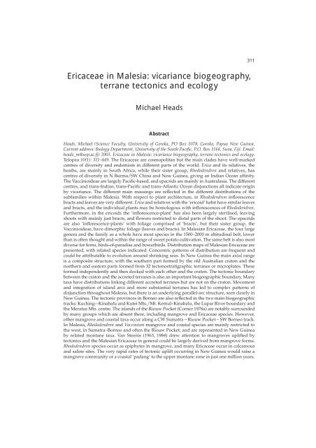 Ericaceae in Malesia: vicariance biogeography, terrane tectonics ...