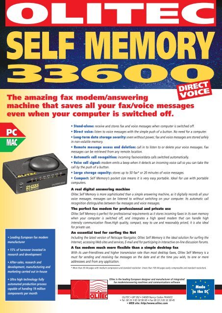 OLITEC MODEM UNIVERSAL SELF MEMORY PRO DRIVERS FOR PC