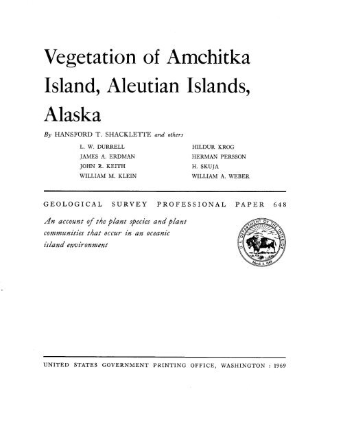 Vegetation of Amchitka Island, Aleutian Islands, Alaska