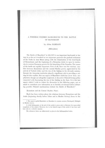 A POSSIBLE FÂTİMİD BACKGROUND TO THE BATTLE OF ...