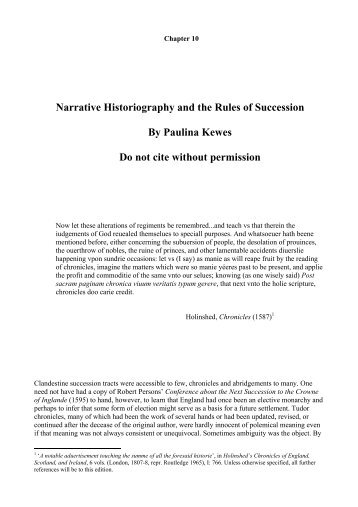 Narrative Historiography and the Rules of Succession By Paulina ...