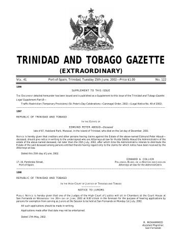 122_2002-4 pp.pdf - Trinidad and Tobago Government News