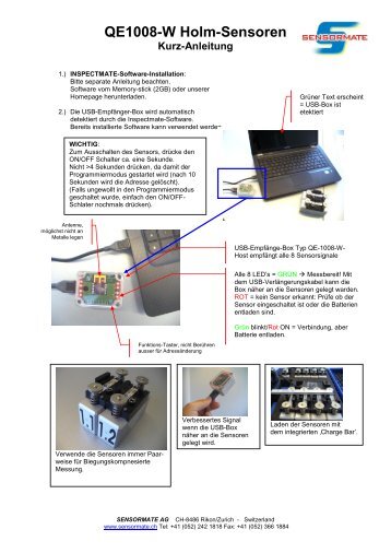 QE1008-W Holm-Sensoren Kurz-Anleitung - sensormate.ch