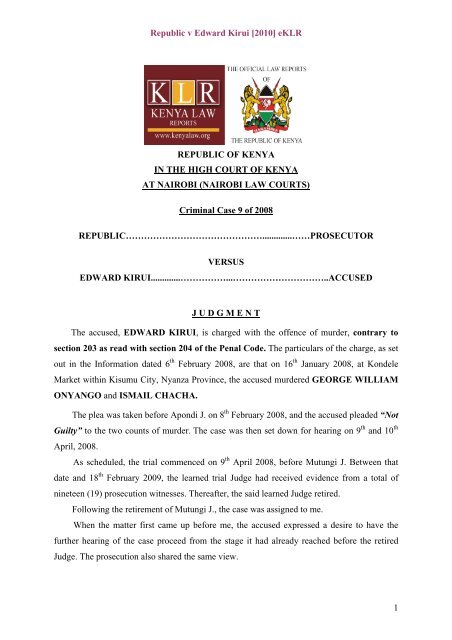 Republic v Edward Kirui - Kenya Law Reports