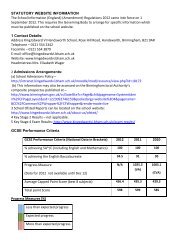 Statutory Website Information - King Edward VI Handsworth School