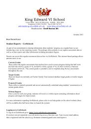 Introduction letter to parents - King Edward VI School