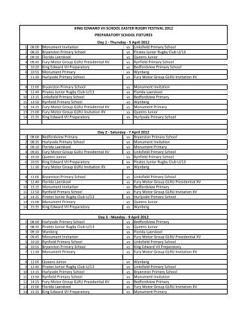 kes prep festival rugby fixtures 2012 amended 29 march 2012