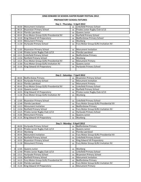 kes prep festival rugby fixtures 2012 amended 29 march 2012