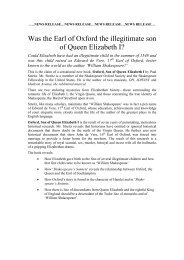 Was the Earl of Oxford the illegitimate son of Queen Elizabeth I?