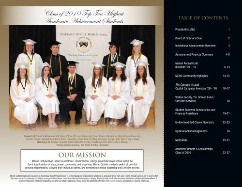 Annual Report - Marian Catholic High School