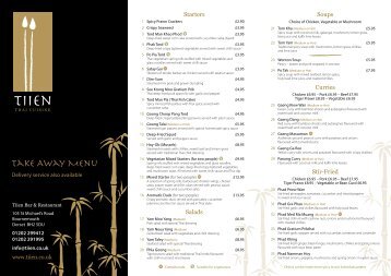 download takeaway menu - Tiien Thai Restaurant Bournemouth