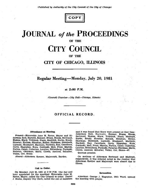 JOURNAL of the PROCEEDINGS - Chicago City Council Document ...