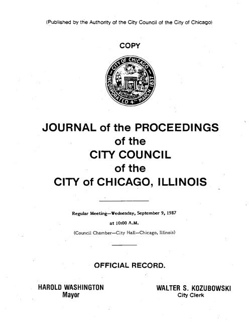 Communications From City Officers - Chicago City Council 