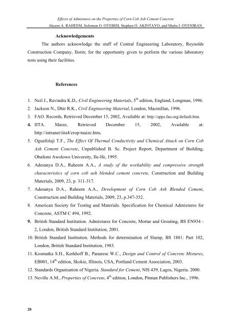 Effects of Admixtures on the Properties of Corn Cob Ash Cement ...