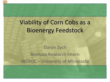 Viability of Corn Cobs as a Bioenergy Feedstock - University of ...
