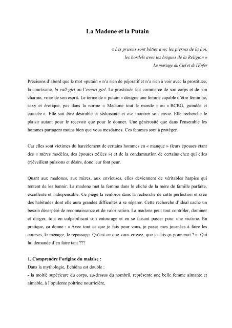 syndrome de la madone et de la prostituee