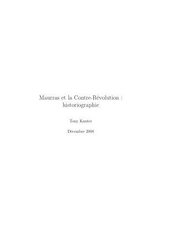 Maurras et la Contre-Révolution : historiographie - Maurras, Charles