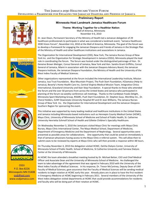 The Jamaica 2030 Healthcare Vision Forum - OSD Jamaica