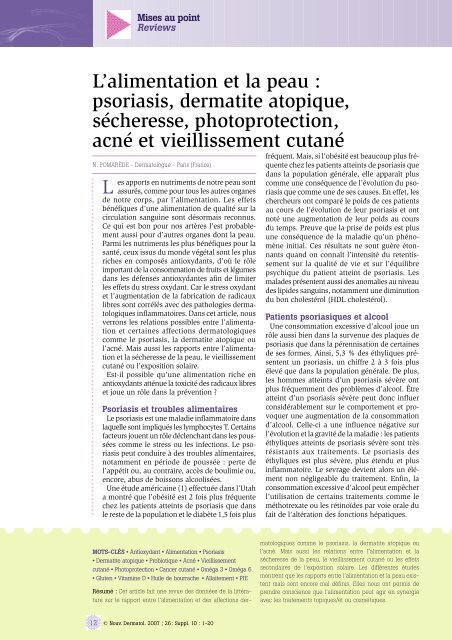 L Alimentation Et La Peau Forum Nutrition Et Peau