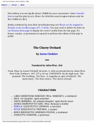The Cherry Orchard, Anton Chekhov, 1904