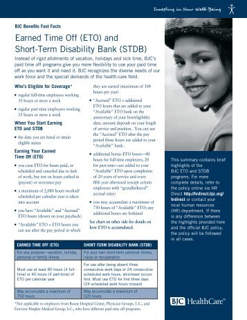 Earned Time Off (ETO) and Short-Term Disability Bank (STDB)