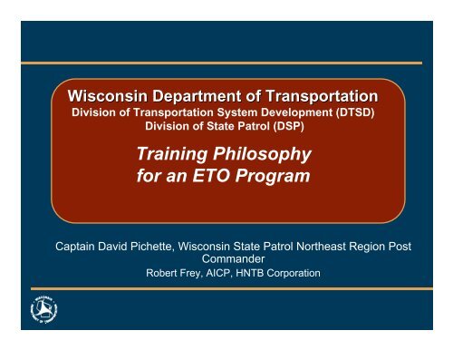 Training Philosophy for an ETO Program - Institute of Transportation ...