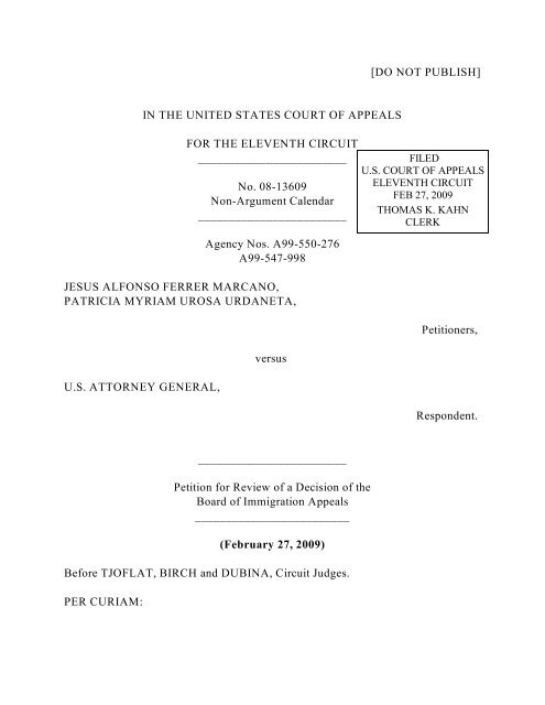 Jesus Alfonso Ferrer Marcano v. U.S. Atty. Gen - Court of Appeals ...