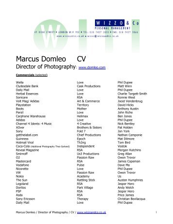 Marcus Domleo CV - Wizzo & Co