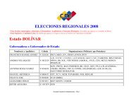 ELECCIONES REGIONALES 2008 Estado BOLÍVAR