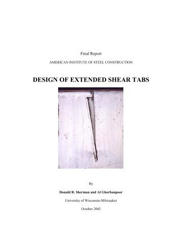 Design of Extended Shear Tabs - AISC