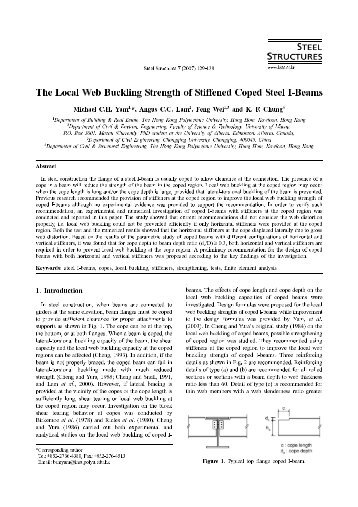 The Local Web Buckling Strength of Stiffened Coped Steel I-Beams