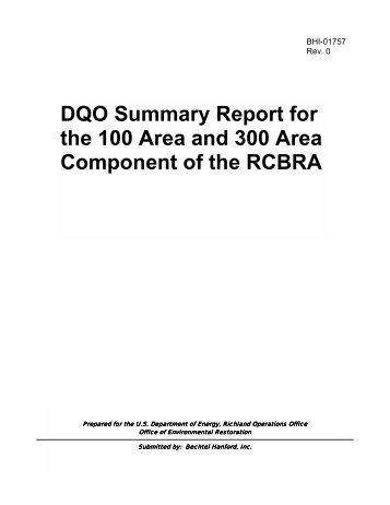 DQO Summary Report for the 100 Area and - Washington Closure ...