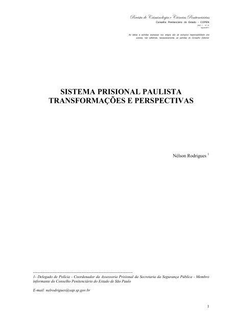sistema prisional paulista transformações e perspectivas