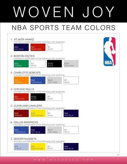 nba basketball team colors