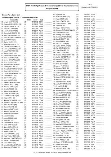 LASA County Age Groups & Championships 2012 at Braunstone ...