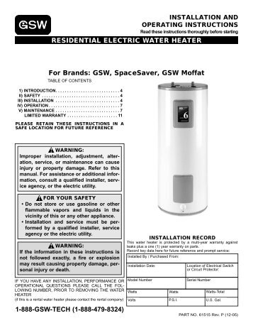 Download PDF - GSW Water Heating