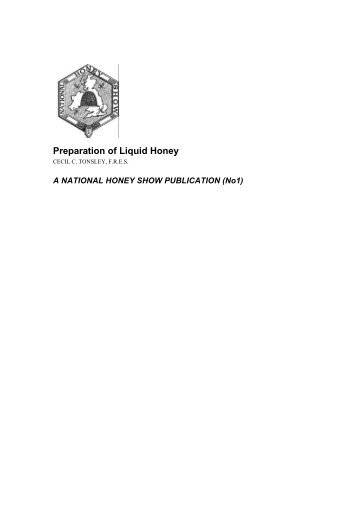 Preparation of Liquid Honey - National Honey Show