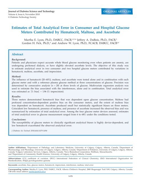 Journal Of Diabetes Science And Technology Full Text (PDF) - Journal of Diabetes Science and Technology