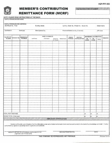 Member's Contribution Remittance Form (MCRF, HQP ... - Pag-IBIG